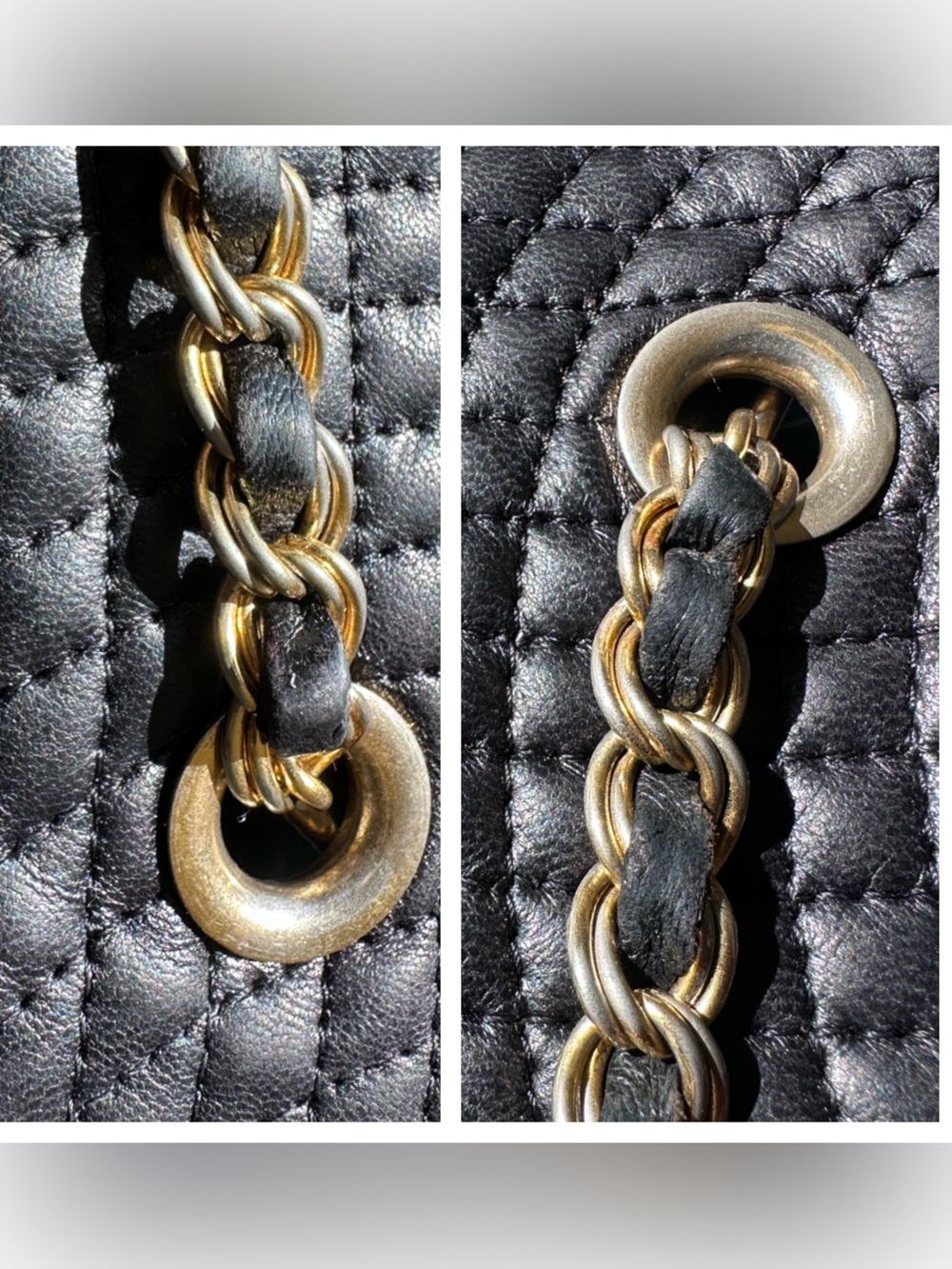 BALLY Black Quilted Lambskin Tote Chain Shoulder Bag Gold Italy - Picture 9 of 16